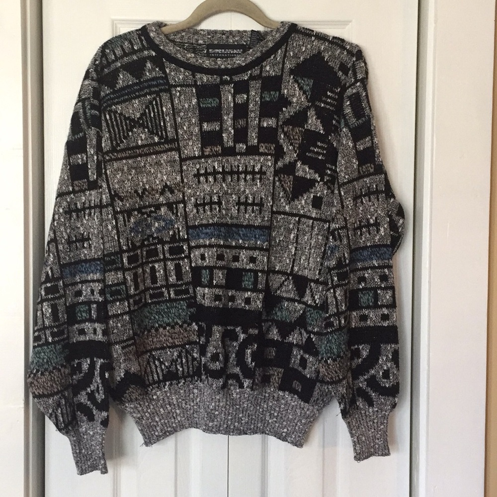 Vintage Grey Geometric Sweater